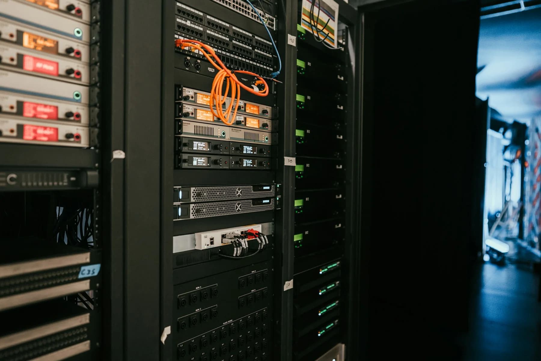 Professional server rack and network infrastructure